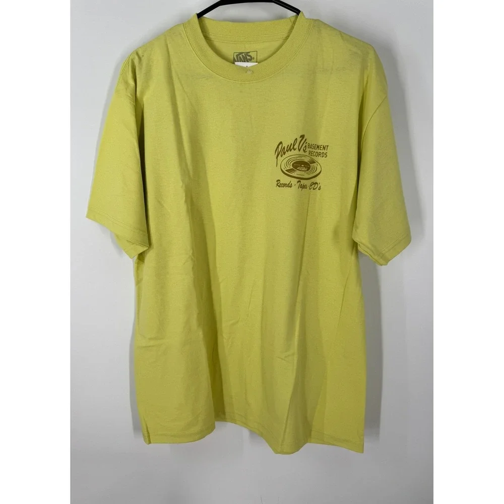 Vans Mens Paul V's Basement Records Graphic T-Shirt Lime Green Size XXL